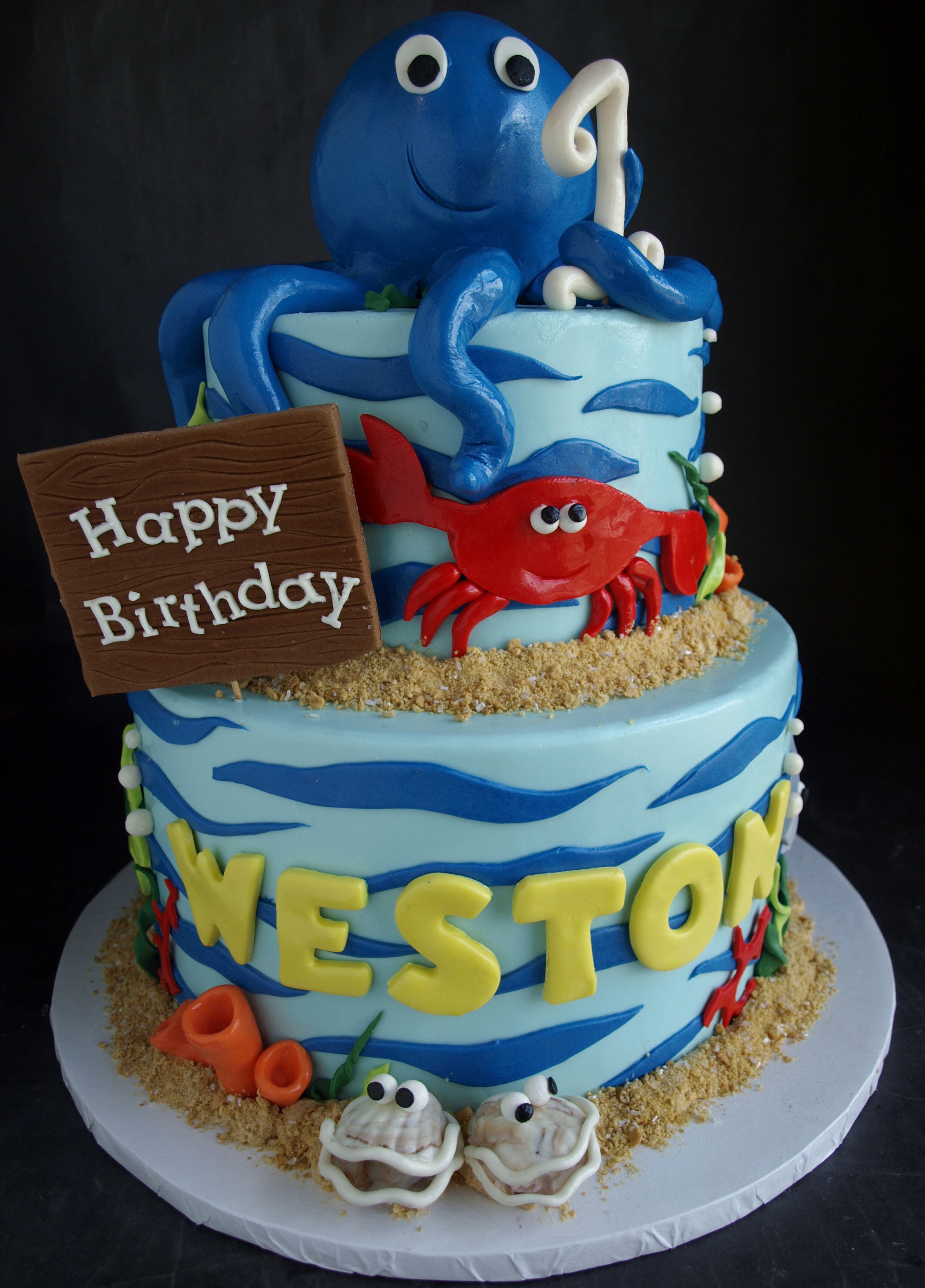 Ocean Sea Creatures Birthday Cake