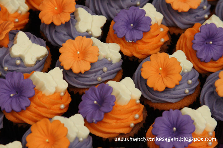 Orange and Purple Cupcake Wedding Cakes