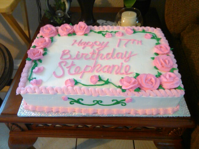 Pictures of 1 2 Sheet Cake with Pink Roses