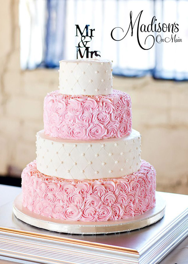 Pink and White Wedding Cake