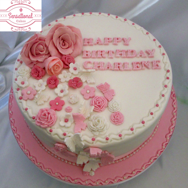 Pink Flower Birthday Cake