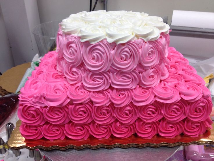 Pink Rosette Sheet Cake