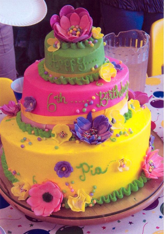 Pink Yellow Birthday Cake