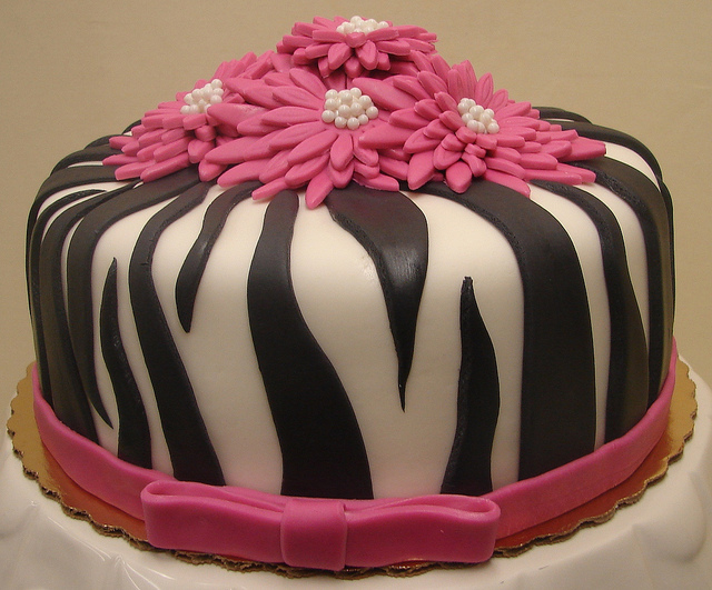 Pink Zebra Diva Birthday Cake