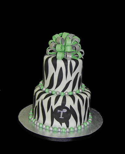 Purple and Silver 2 Tier Zebra Birthday Cake