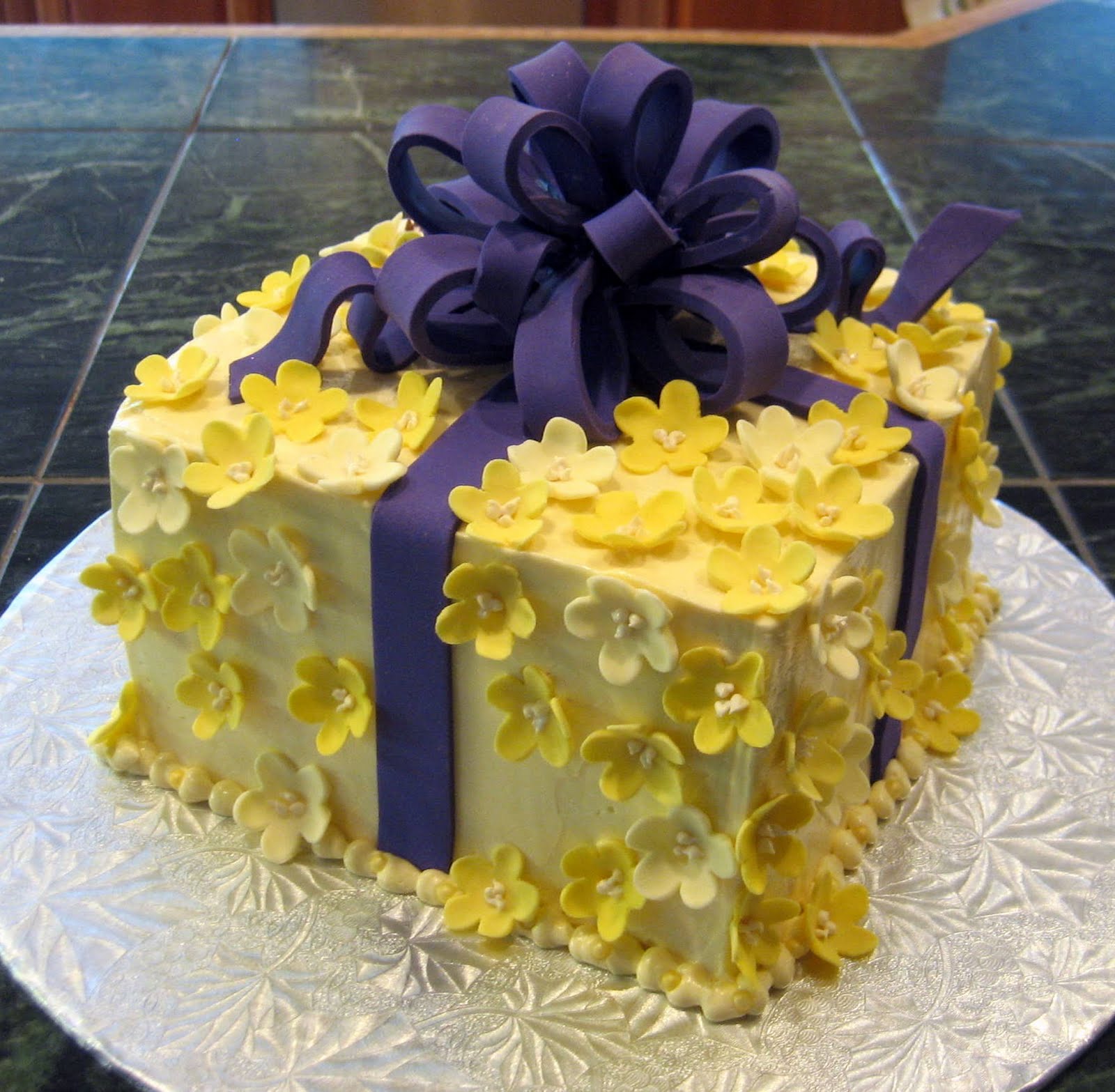 Purple and Yellow Birthday Cake