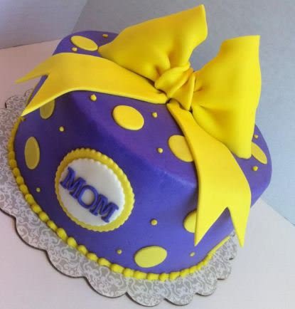 Purple and Yellow Birthday Cake