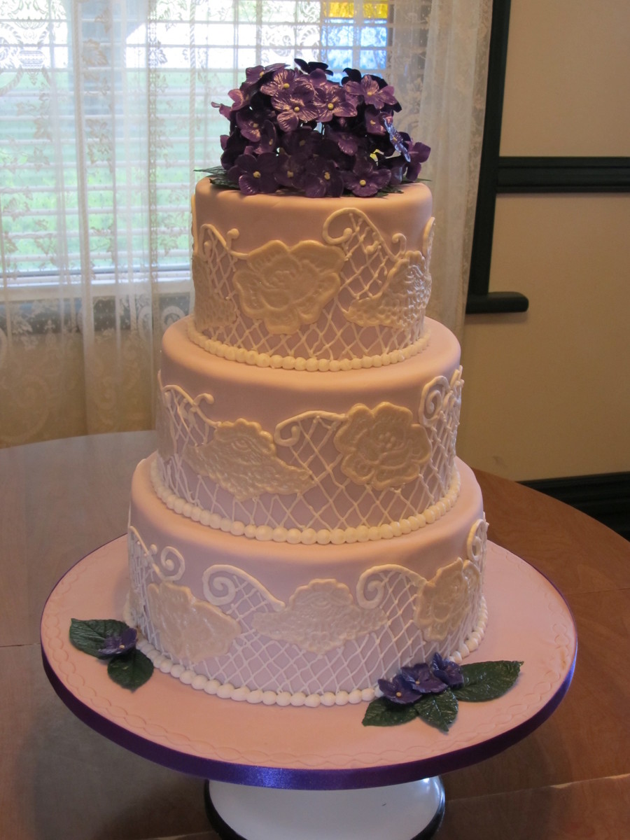 Purple Hydrangea Wedding Cake