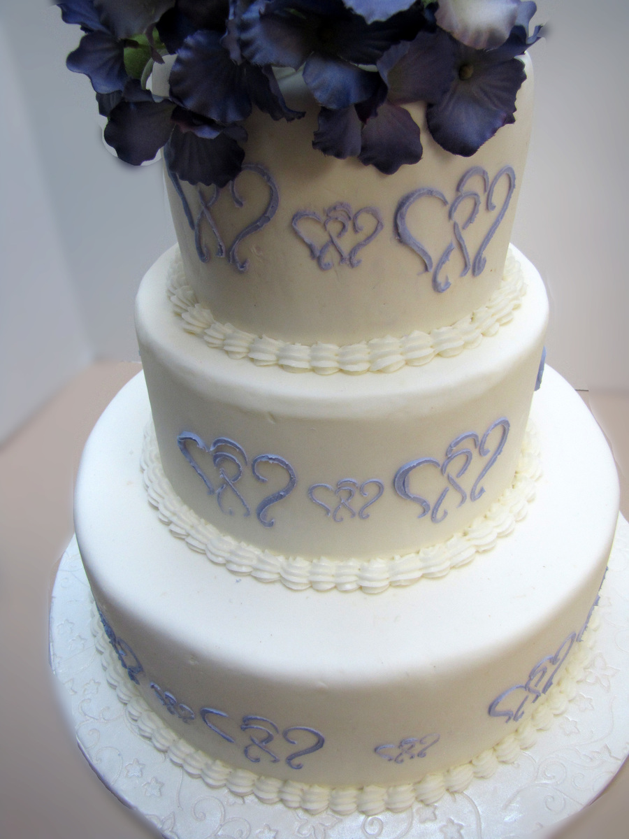 Purple Wedding Cake with Hearts