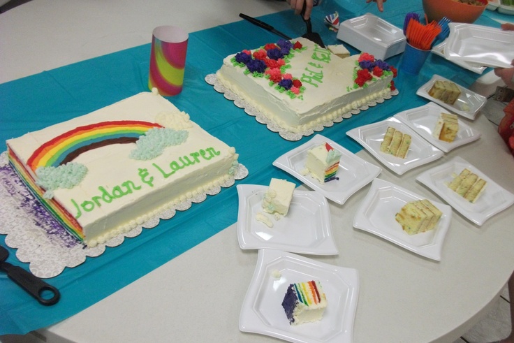 Rainbow Colored Sheet Cake