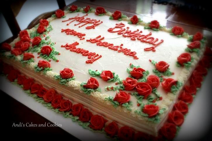 Red Rose Birthday Sheet Cake