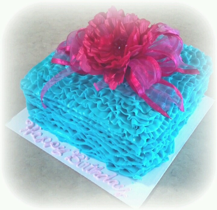 Square Wedding Cake with Ruffles