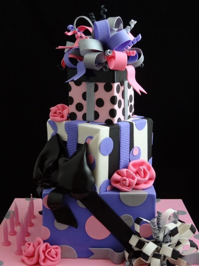 Stacked Gifts Birthday Cake