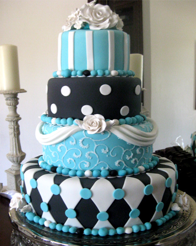 13 Photos of Turquoise Diamond Black And White Cakes