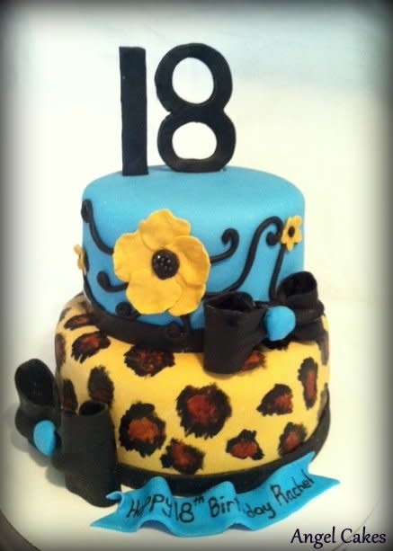 Turquoise Leopard Birthday Cake