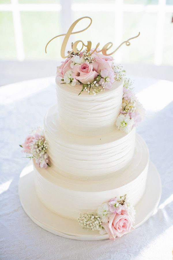 Wedding Cake with Pink Flowers