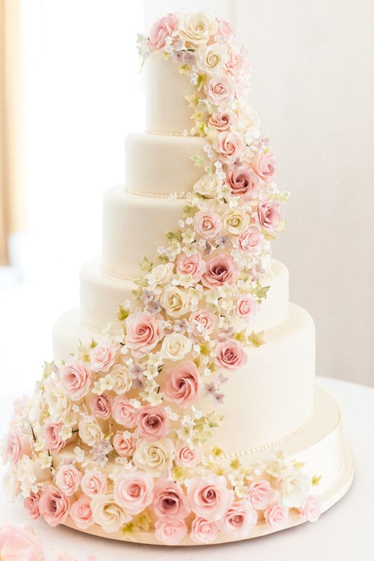 Wedding Cake with White Flowers