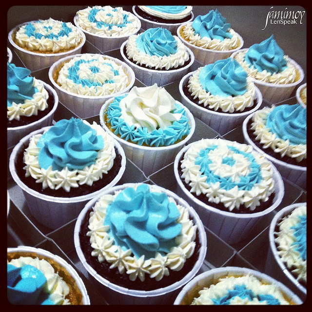 White and Blue Cupcakes