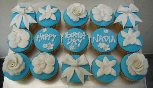 White and Blue Cupcakes