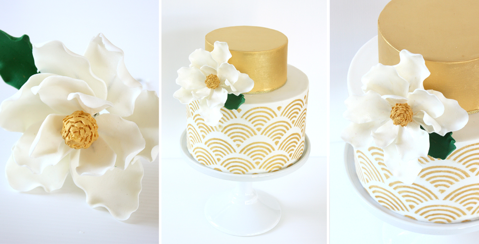 White and Gold Birthday Sheet Cake