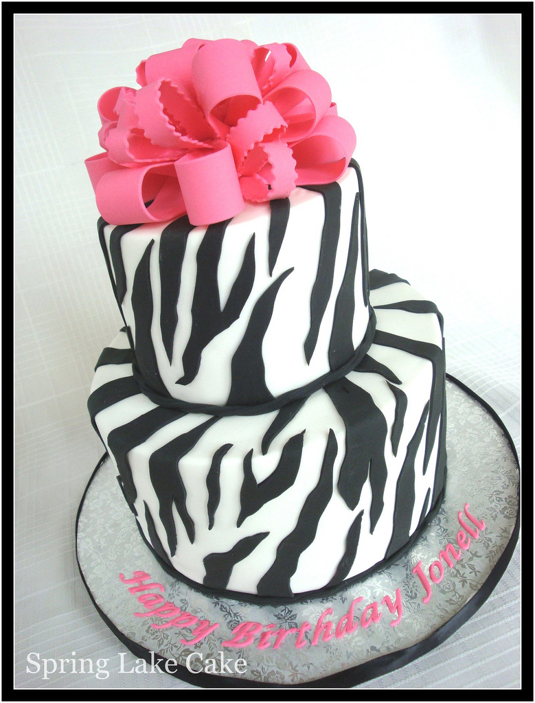 Zebra Print Birthday Cake