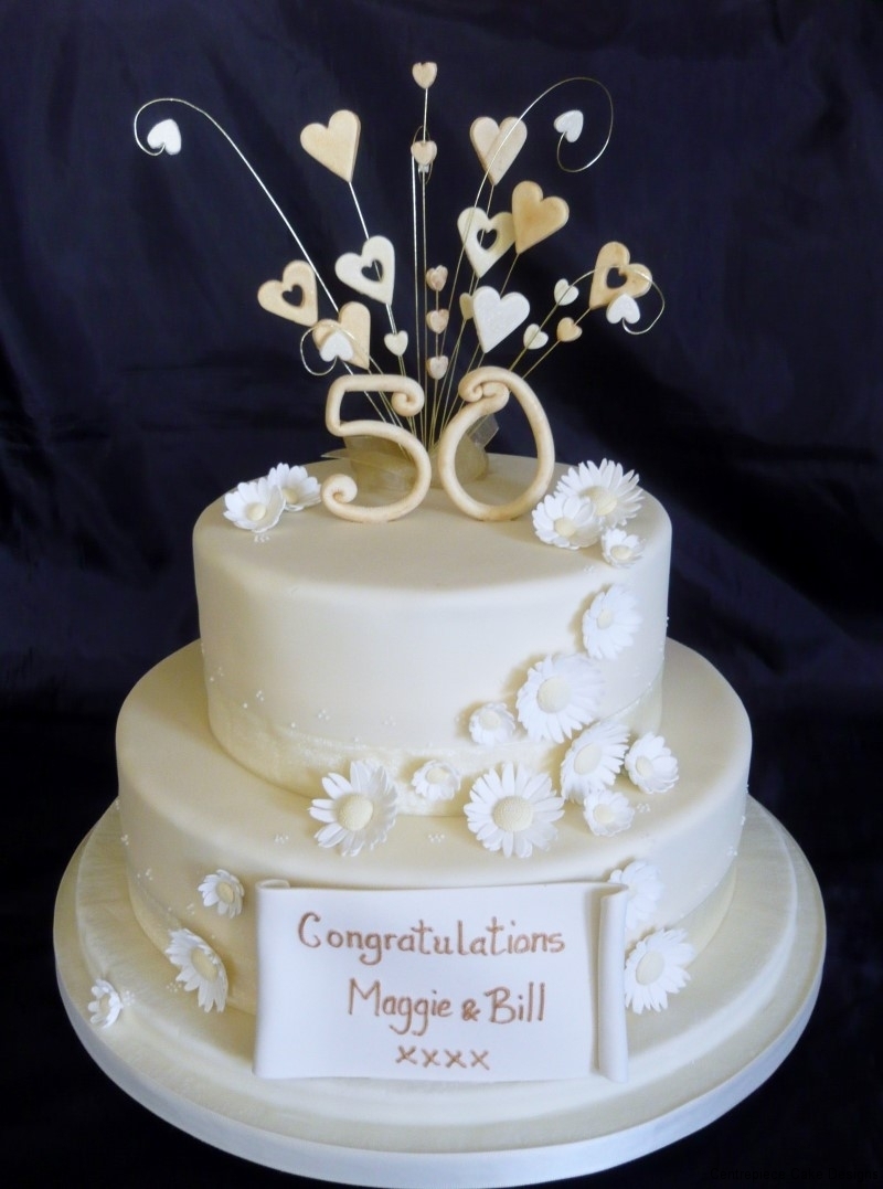 2 Tier 50th Wedding Anniversary Cakes