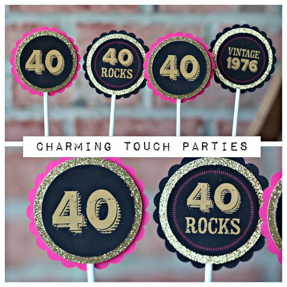 40th Birthday Cupcake Toppers