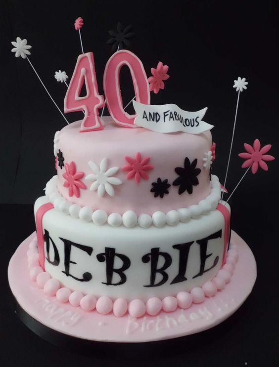 40th Pink Birthday Cake