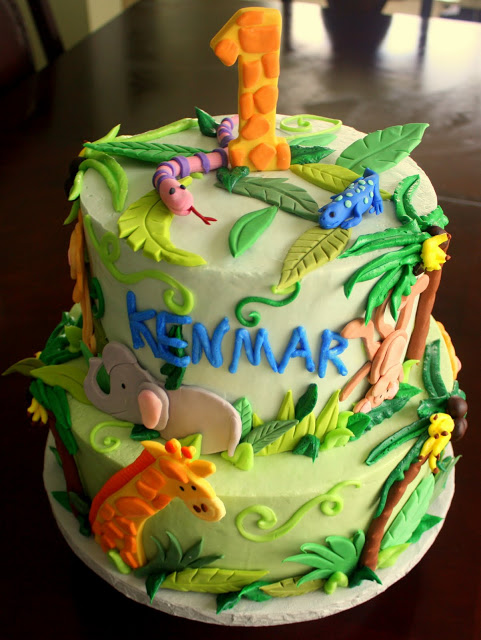 Baby Jungle Safari 1st Birthday Cake