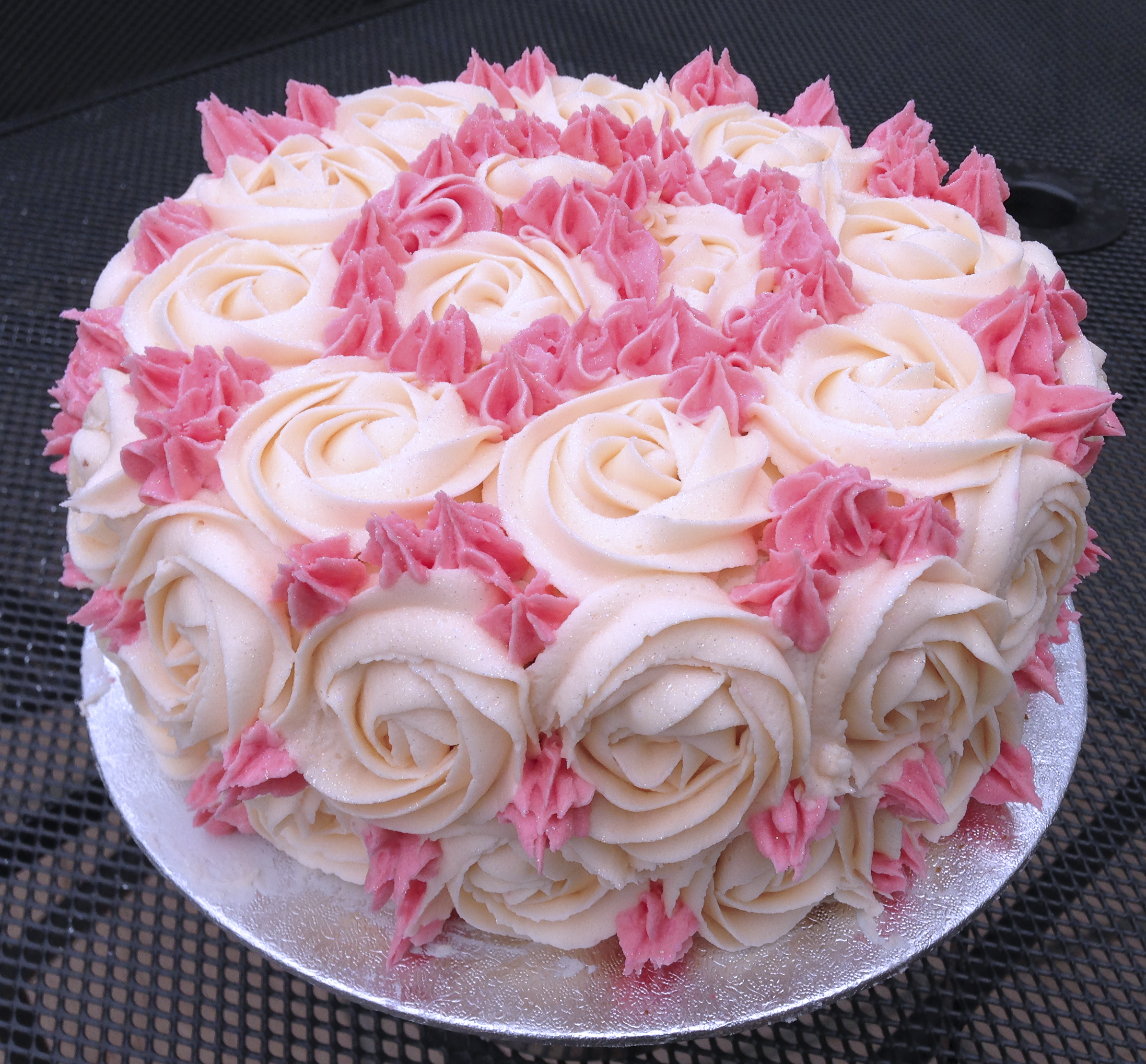 Birthday Cake with Roses Decoration