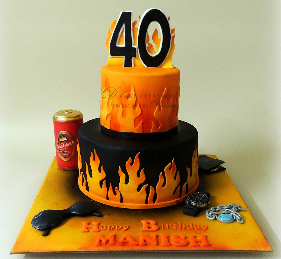 Black and Gold 40th Birthday Cake