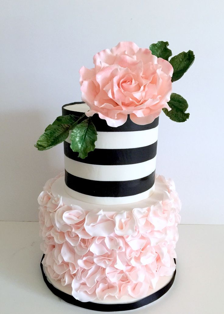 Black Gold and Blush Wedding Cake