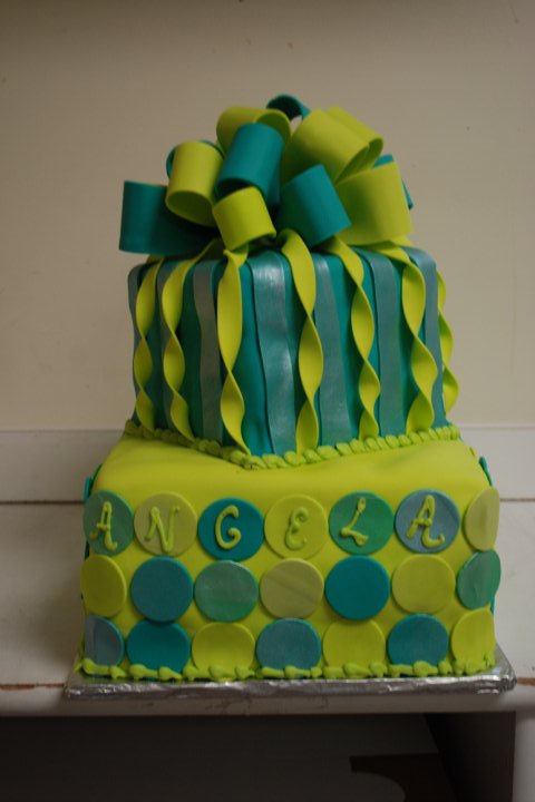 Blue and Green Birthday Cake