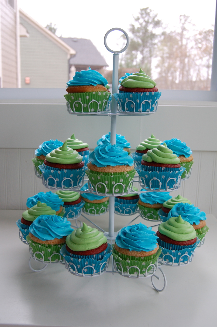 Blue and Green Cupcake Birthday Cakes