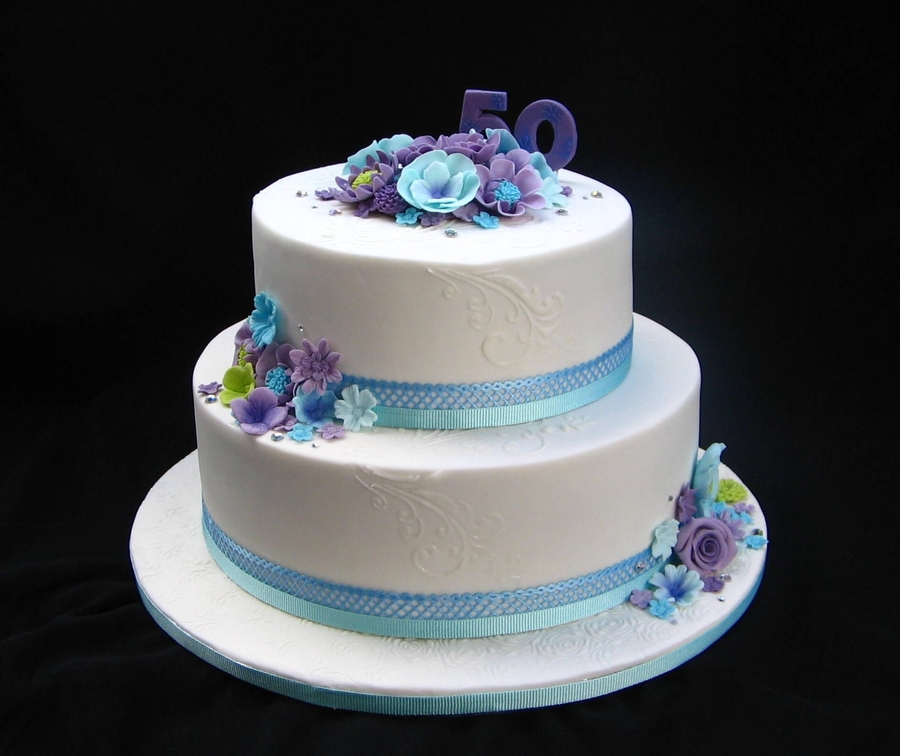 Blue and Purple Birthday Cake