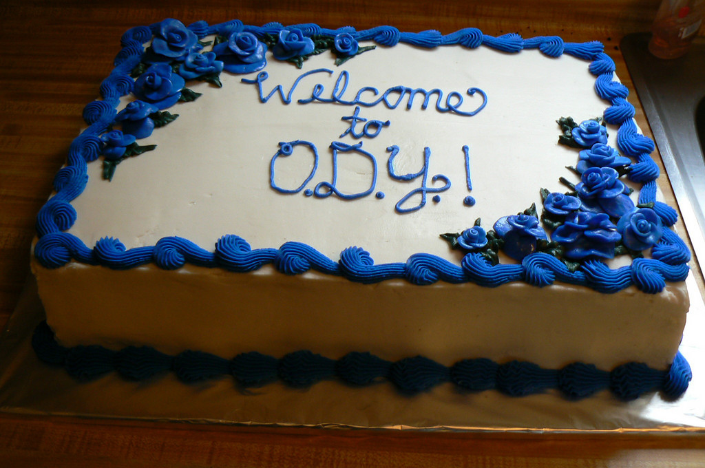 Blue and White Sheet Cake