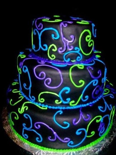 Blue Green Purple Black Cake