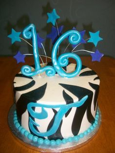 Blue Sweet 16 Birthday Cakes