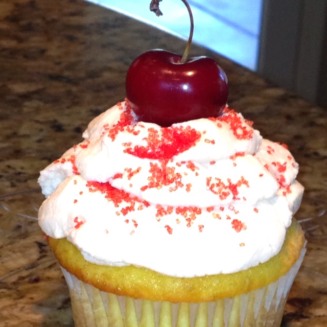 Box Cake with Sour Cream and Cherries