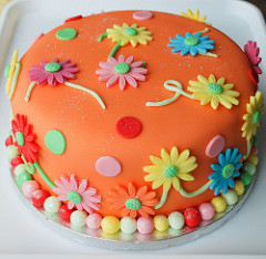 Bright Flower Birthday Cake