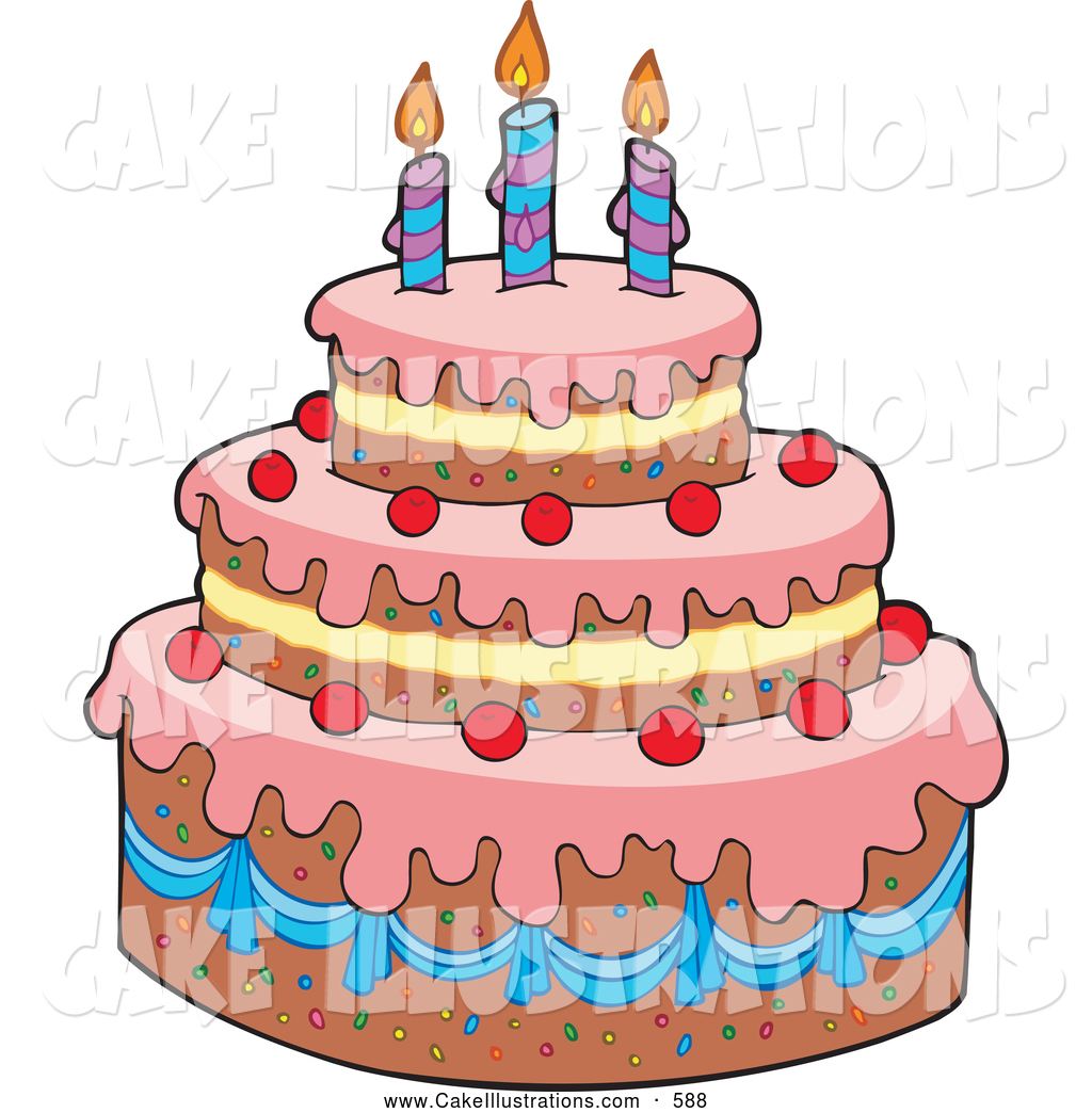 Cartoon Birthday Cake with Candles