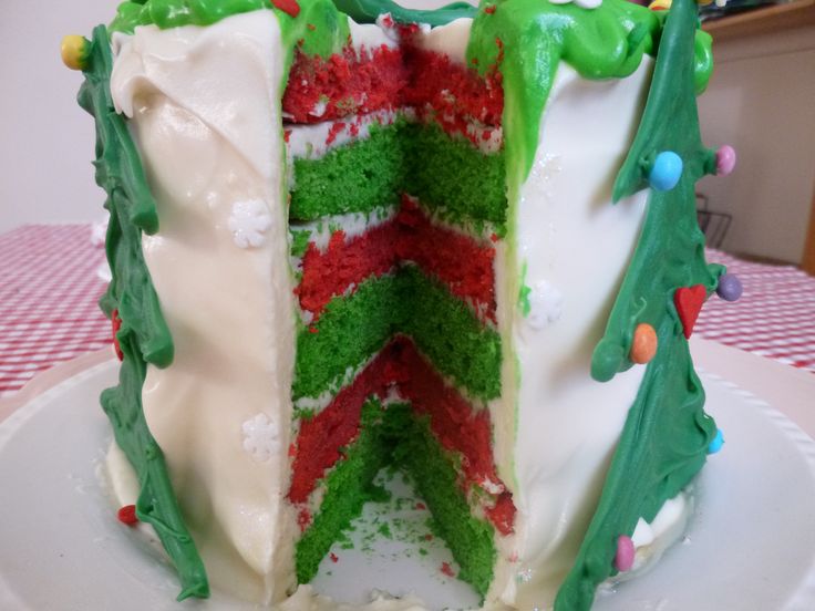 Christmas Red and Green Layer Cake