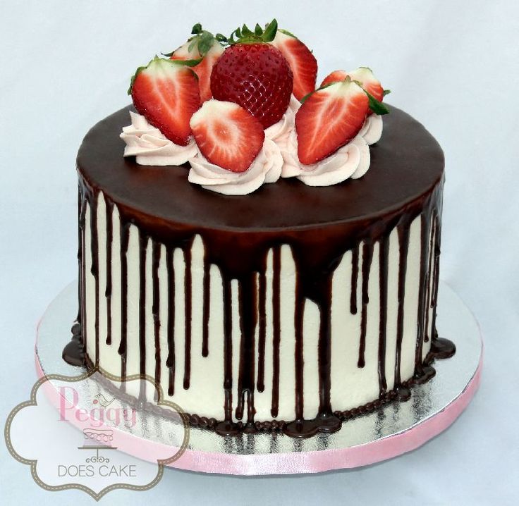 Drip Chocolate Cake with Strawberries