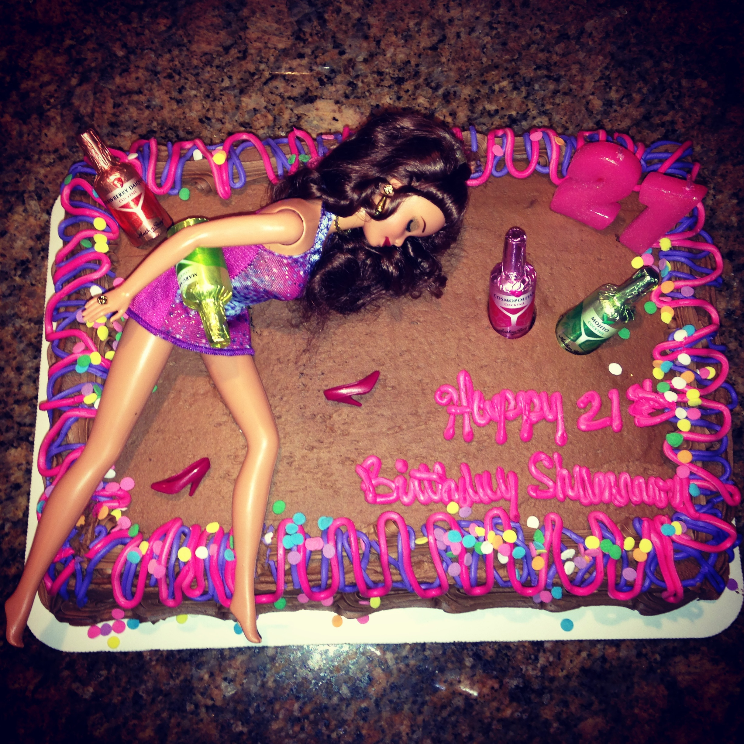 Drunk Barbie 21st Birthday Cake