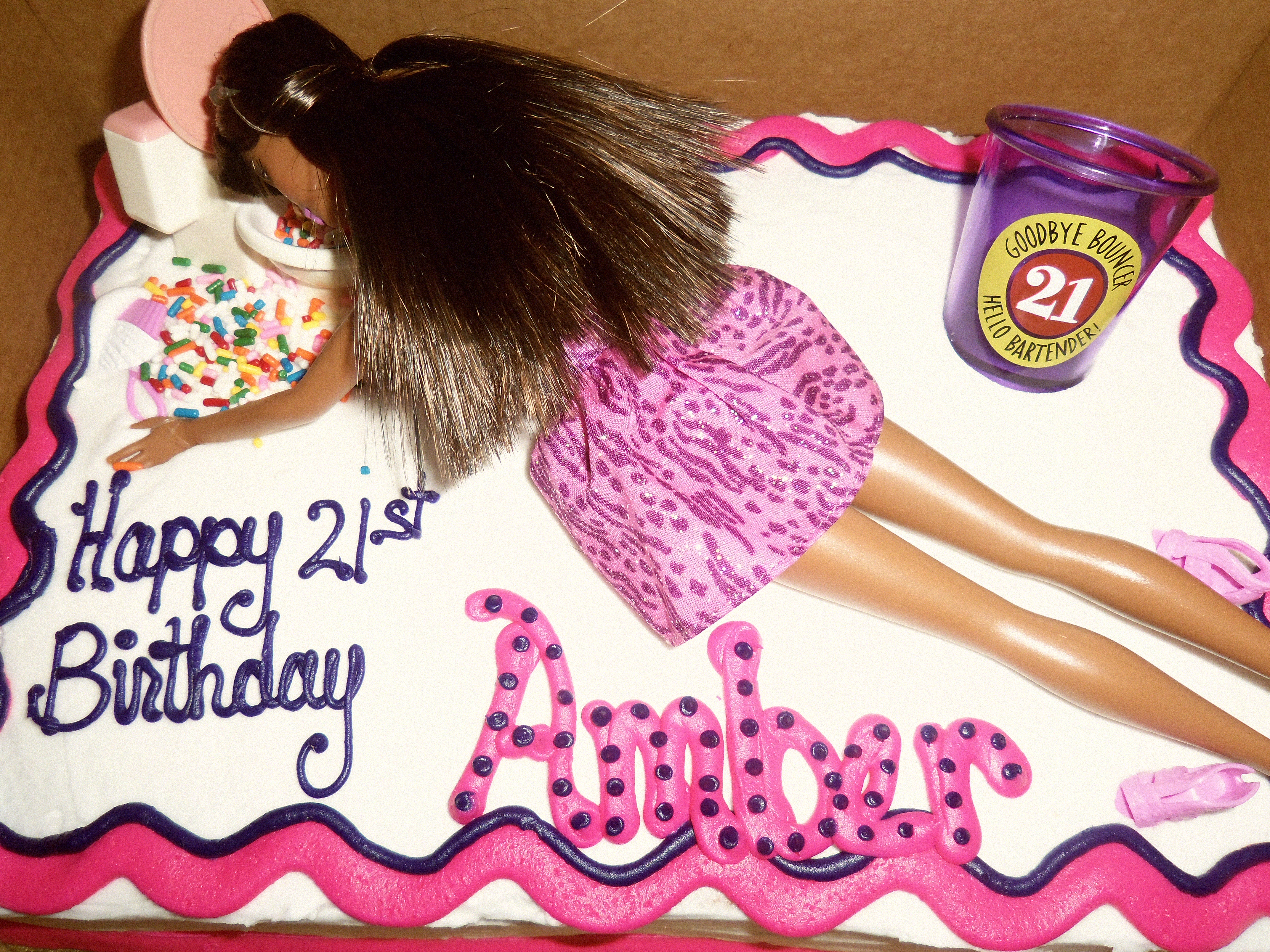 Drunken Barbie 21st Birthday Cake