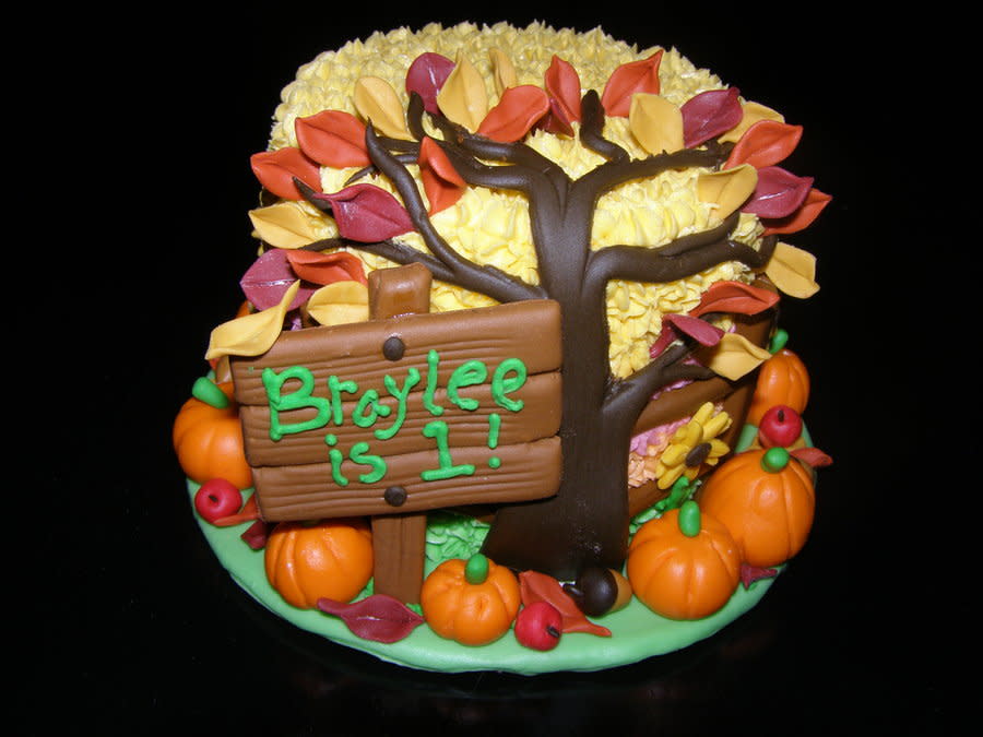 Fall Themed First Birthday Cake