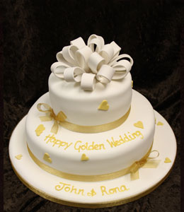 Golden Wedding Anniversary 2 Tier Cake