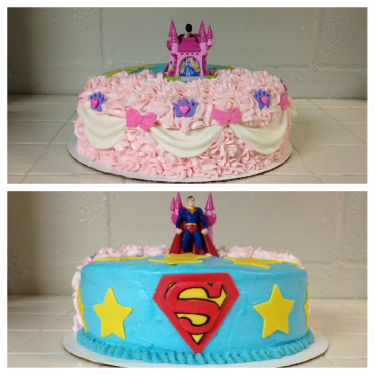 Half Princess Half Superhero Cake