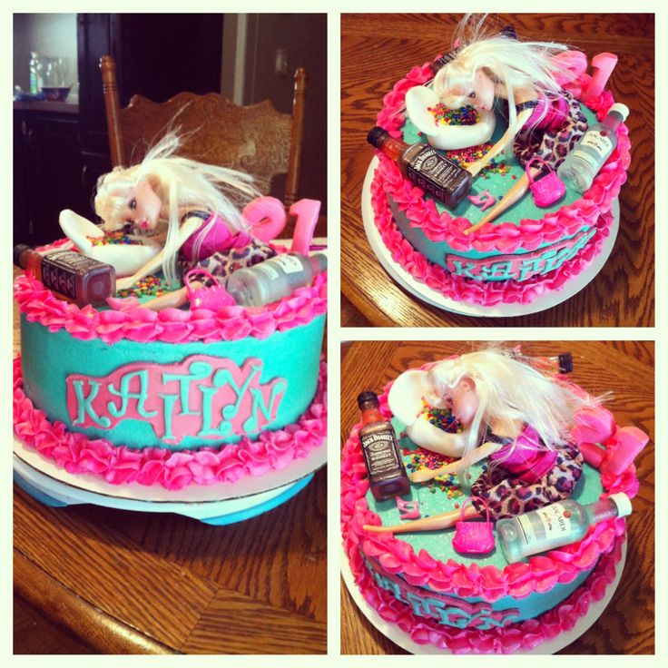 Happy 21st Birthday Drunk Barbie Cake