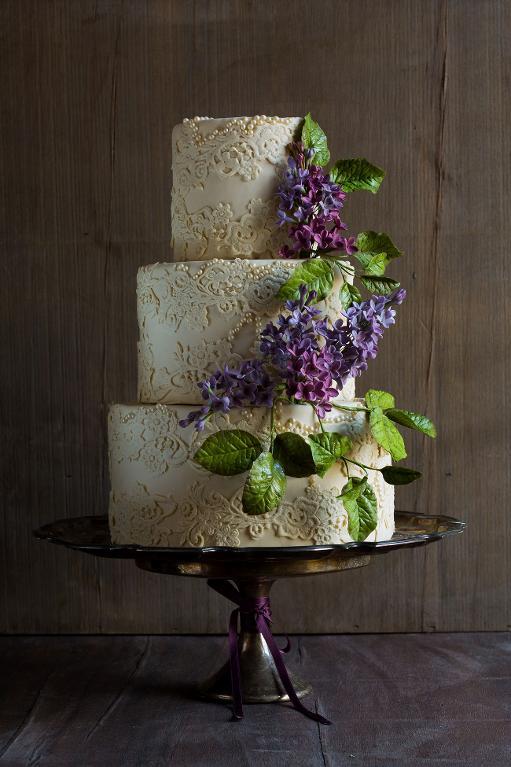 Lilac and Lace Wedding Cake